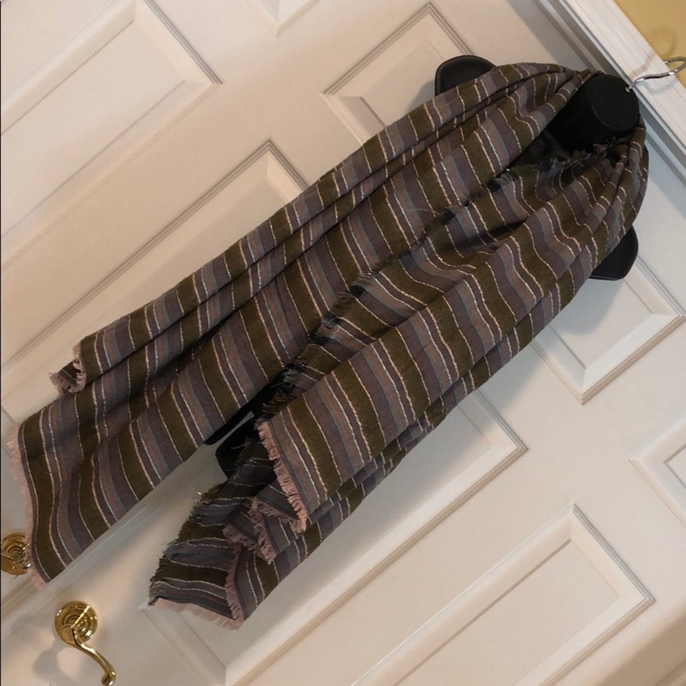 NWOT Zara Striped Scarf Textured Metallic thread